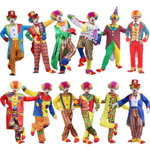 Halloween Costumes Adult Male Funny Circus Clown Holiday Stage Performance Joke Funny Dress Cosplay For Men Women
