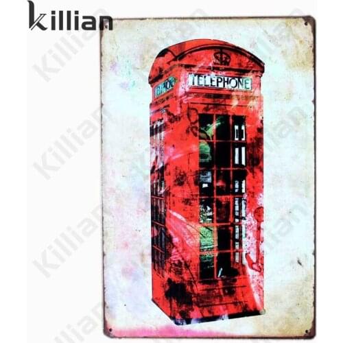 Red Mailbox Graffiti Metal Plaque Retro Metal Plate Bar Metal Decoration Shop Metal Painting Travel Tin Sign Decor