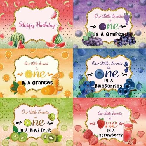 Colorful Fruit Watermelon One Year Old Backdrops Photos Background Decor for Kids Birthday Photography Photocall Studio Props