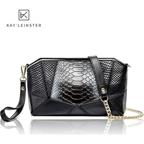 Summer New Multi-purpose Stitching Small Bag Cowhide Leather Popular Wild Snake Pattern Shoulder Bags Messenger Ladies Crossbody