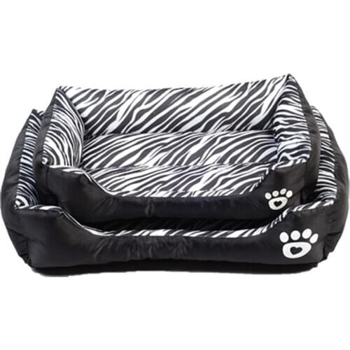Zebra Leopard Print Dog Beds Soft Cotton Washable Square Shape House for Cat Big Size Mat Sleeping Cushion Pets Dogs Accessories