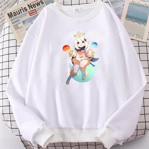 Hot Sale Genshin Impact Hoodies Women Cute Paimon Printed Sweatshirts 2021 Spring Autumn Fashion Kawaii Hip Hop Ropa Mujer