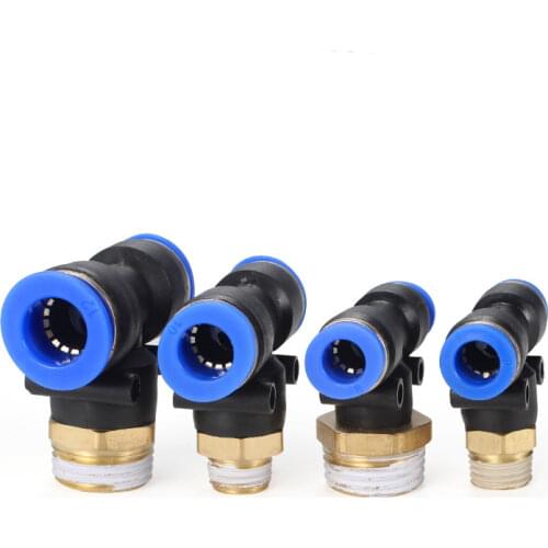 M5 1/8" 1/4" 3/8" 1/2" BSPT Male x Fit 4/6/8/10/12mm OD Tube Pneumatic Tee 3 Ways Push In Connector Quick Release Air Fitting