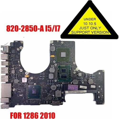 A1286 Motherboard for Macbook Pro 15" A1286 2010 Laptop Logic Board 820-2850-A i5/i7 SLBU4/SLBTU/SLBZT 100% Test Good Work Used