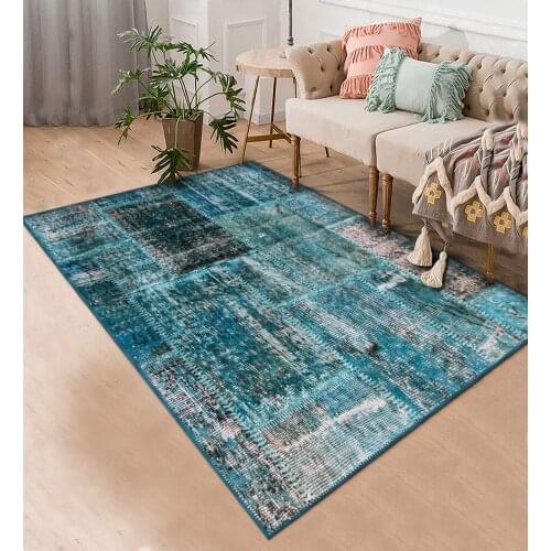 Mavi Renkli Halı Şönil Orjinal Desenli halı oturma odası yatak odası mutfak kaymaz anti alerjik ücretsiz kargo