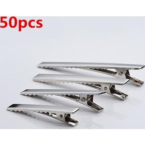 50pcs/lot Metal Crocodile Clips Cable Lead Testing Metal Alligator Clips Clamps Hair Clips Hairpins 35mm-75mm