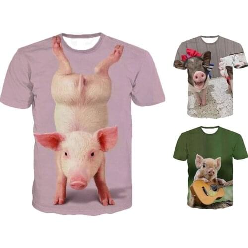 Mens Ladies Casual Shirt Pig Print Funny Shirt Hipsters 3D Printed Top Animal Print Cute Unisex Top