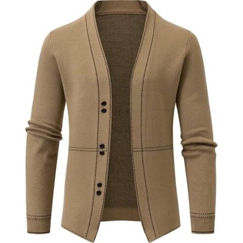 Brand clothing Men Sweater Cardigan Simple V-Neck Sweater Coat Male Solid Color Long Sleeve Slim Cardigans Outerwear S-3XL