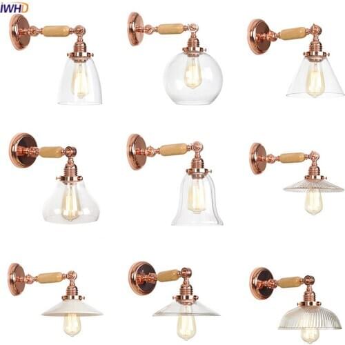 IWHD Nordic Style Modern LED Wall Lamp Beside Bedroom Bathroom Mirror Stair Rose Gold Glass Ball Arm Wall Light Sconce Wandlamp