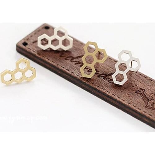 New Fashion Jewelry New Hexagon Women Stud Earrings Tiny Geometry Modern Jelly Honeycomb Earrings boucle d'oreille fantaisie