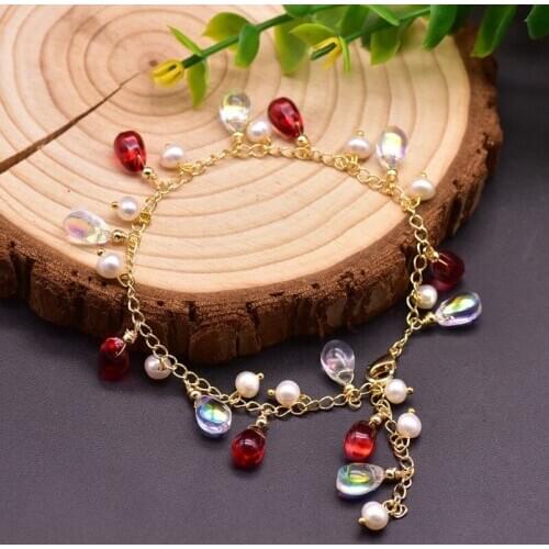 New Original Natural Freshwater Pearl Cz Crystal Bracelet for Women Girls Gifts Ethnic Style Handmade Water Drop Fashion Jewelry