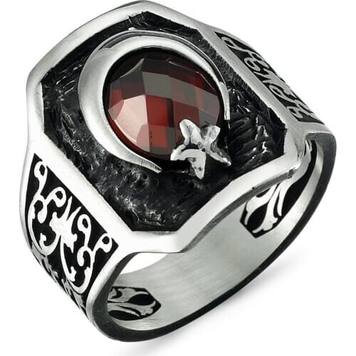 Original New Hot Selling Moon Star English Men Rings Antique Pattern Trendy Bohemian 925 Silver Color Mens Ring Vintage Jewelry