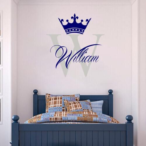 Personalized Children Name Crown Large Frame Lovely Wall Decals Home Kids Bedroom Cute Interior Decor Removable Sticker ZW366