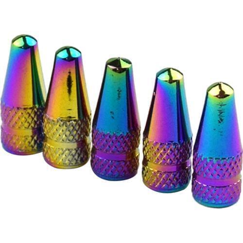 Durable Wheel Tire Cap Rainbow Color Lightweight Metal Tire Valve Cap