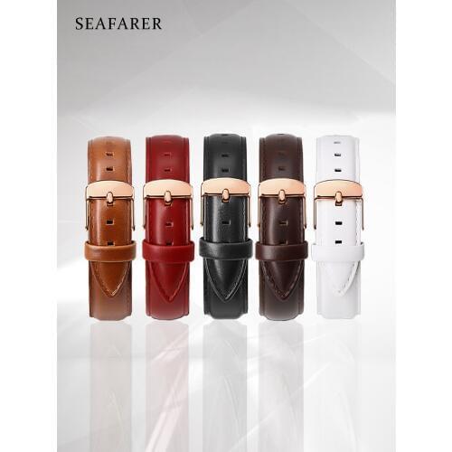 Genuine Leather Black Watch Strap Brown With Rose Gold Clasp Watchband 14mm 18mm 20mm For DW Daniel Wellington Watch Band