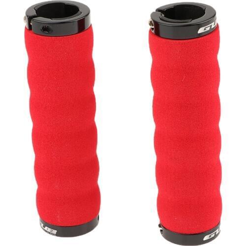 Handlebar Grips, Rubber Hand Bar End Grip for MTB BMX Road Mountain Bike Bicycle Scooter, Black and Red for Choice