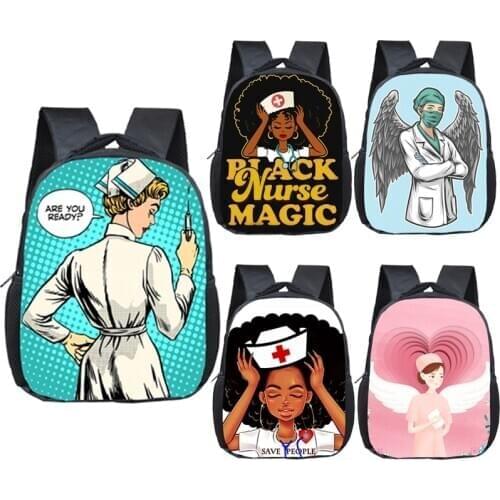 Angel Nurse Doctor with Wings Backpack Children School Bags Boys Girls Hospital Kindergarten Backpack Kids Toddler Bag Bookbag