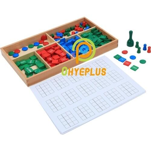 Stamp Game Montessori Mathematics Materials Equipment to Learn Decimal System Early Educational Toys Wooden Math Toys for Kids