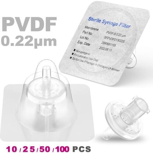 Sterile Syringe Filters,PVDF Membrane 0.22μm Pore Size,13mm Diameter,10/25/50/100 Pcs Individually Packed by Ks-Tek