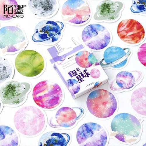 Water Color Planet Sticky Stickers Paper Decoracion Scrapbooking Office Stationery School Supplies Sticker Flakes 45PCS