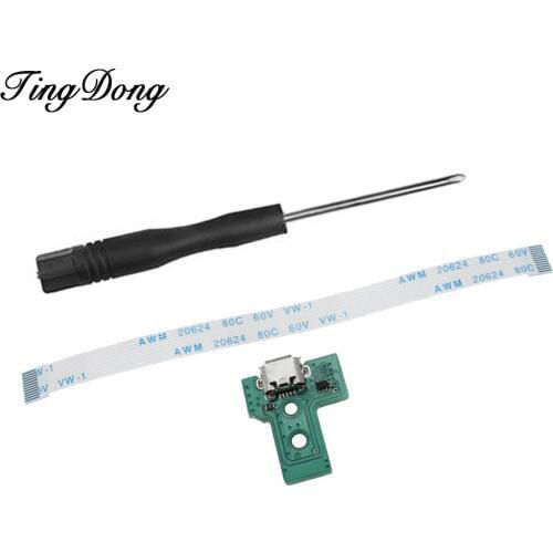 TingDong Power Charging Port Socket Board JDS-030 +12 pin Eject Ribbon Flex Cable For PS4 Controller gamepad Repair Parts