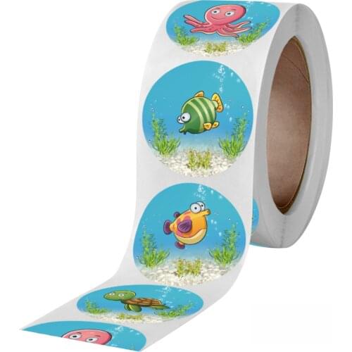 50-500pcs Cute Cartoon Sea fish Stickers For kids Children Reward Label Encouragement Scrapbooking Decoration Stationery Sticker