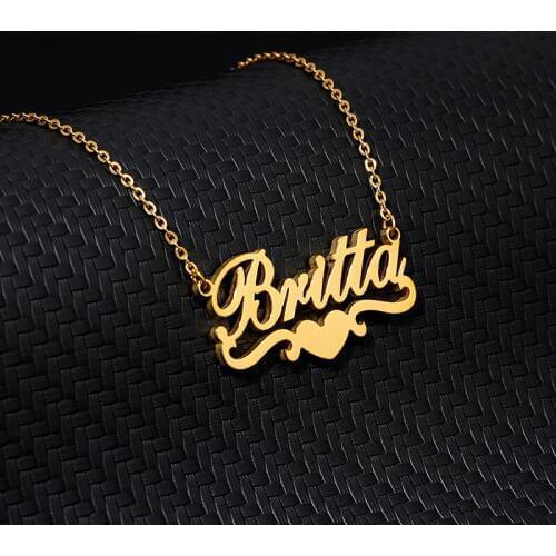 Custom Name Heart Necklace Personalized Jewelry Stainless Steel Gold Chain Ribbon Nameplate Pendant Choker Bridesmaid Gifts BFF