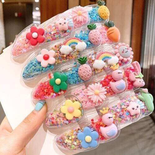 Fruit hairpin headdress girl cute little clip baby side bangs broken hair small flower quicksand clip plastic resin hair clip