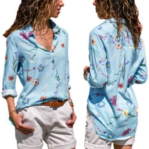 Blouse 2018 New Brand Plus Size Fashion Women Tunic Tops Button V-Neck Print Plus Casual Loose Tops Blouse Shirt
