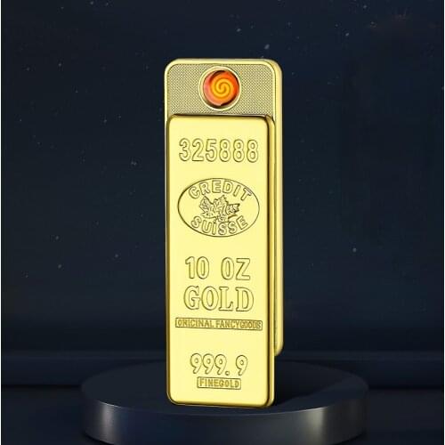 Gold Bar Lighter BRICS Creative USB Charging Cigarette Lighter Smoking Accessories for Weed Cool Lighter Gift for Men Tool