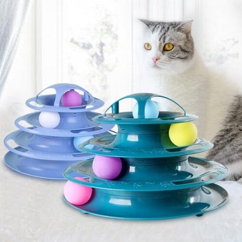 3/4 Levels Interactive Cat Toy Training Amusement Plate Kitten Tower Tracks Disc Cat Intelligence Amusement Triple Disc tumbler