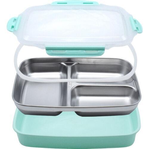 304 Stainless Steel Lunch Boxes Student Tableware Plastic Childrens Lunch Boxes
