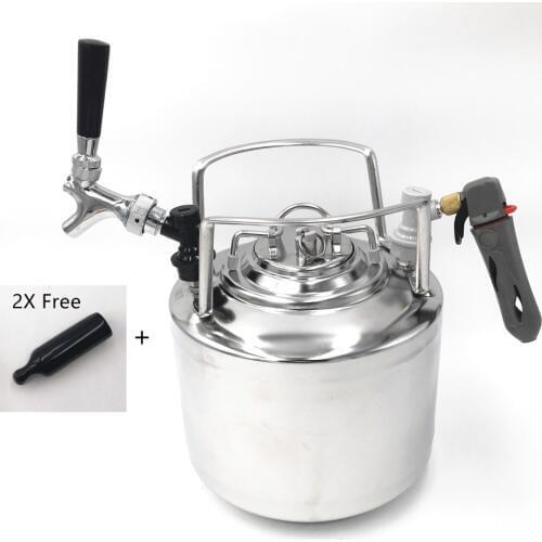 6L Stainless Steel 304 Beer Keg & abeer tap faucet & CO2 charger Kit for Homebrew beer brewing bar