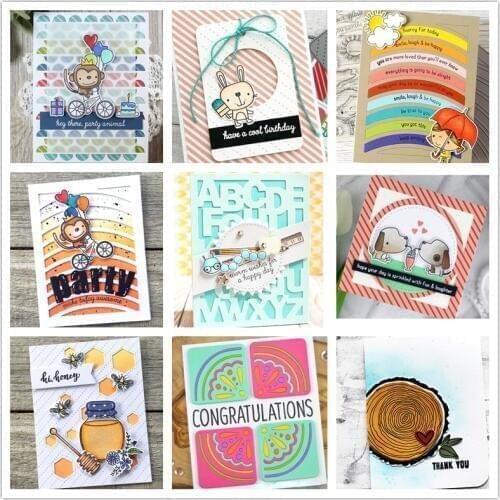 ABC / Split Circles / Hex Cover Panel Tag Wood Slice Background and Frame Metal Cutting Dies Stencils for Scrapbooking New 2019