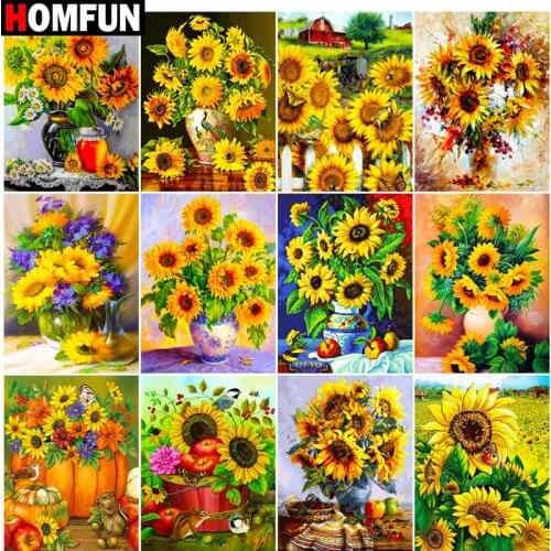 HOMFUN Full Square/Round Drill 5D DIY Diamond Painting "Sunflower landscape" Embroidery Cross Stitch 5D Home Decor Gift