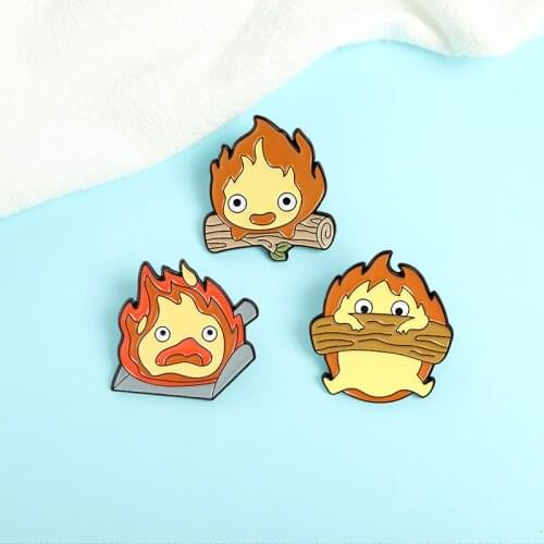 Flame Man Brooch Cartoon Animated Character Style Brooch Cute Enamel Pins Fire Demon Cassifah Brooch Fashion Backpack Badge