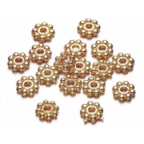 500g Silver Color Golden Color Flower Alloy Bead Spacers Jewelry Findings For Jewelry Making 5x1.5mm, Hole: 1mm