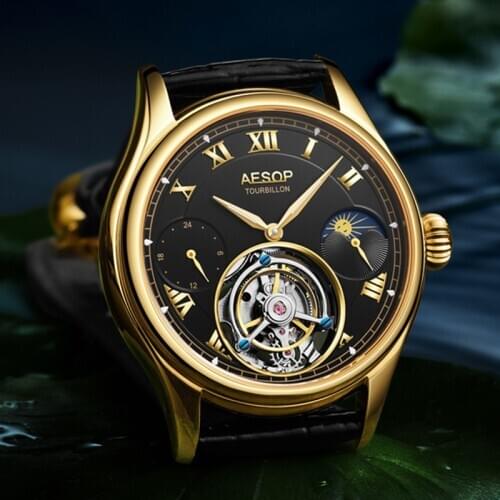 Mens Original Tourbillon Movement Watches Mens 2020 Sapphire Mechanical Fashion Watch Men Moon Phase Clock montre homme luxe