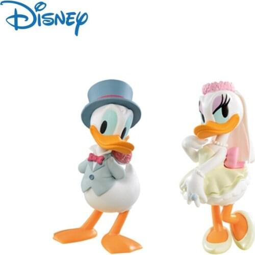 Disney Genuine Donald Duck Flocking Mini Action Figure Toys Daisy Duck Cartoon Anime Figures Dolls Collection Model Kids Gifts