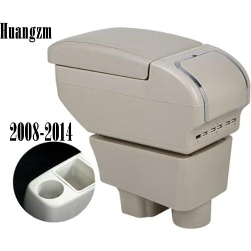 Dual Layer Large Space Center Console Storage Box For Skoda Fabia/fabia 2 2008-2014 Armrest box with USB Charging Cup holder ash