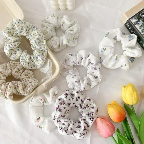 Floral Print Elastic Scrunchies Girls Hair Accessories Hair Bands Headband Ponytail Holder Ties Rop Hair Wear Hair Ring