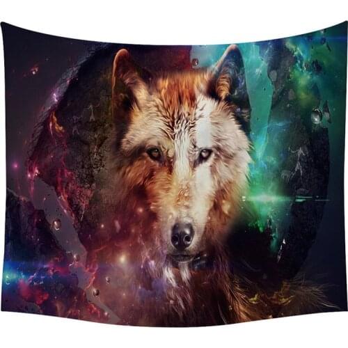 PLstar Cosmos Tapestry Galaxy Wolf 3D Printing Tapestrying Rectangular Home Decor Wall Hanging Home Decoration Style-03