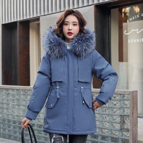 ISENMAL Womens Winter Jacket Hooded Thick Warm Cotton Padded Parkas Woman Wool Liner Distachable Plus Size Jackets Coat