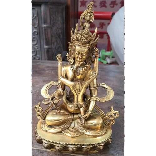 Collectibles Tibetan Buddhist bronze Vajrasattva Yabyum EINZIGARTIG buddha statue 28 cm 2KG wedding copper Decoration real Brass