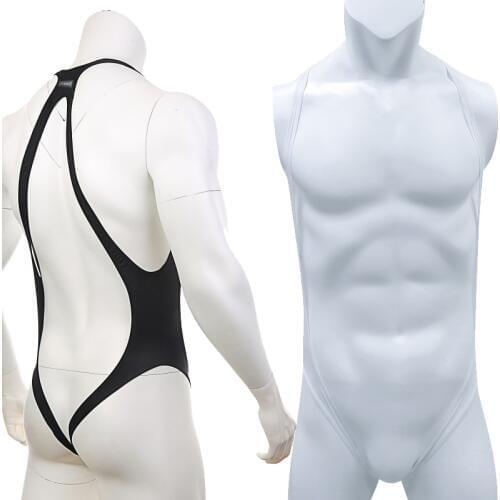 Sexy Men Backless Bodysuit Transparent Lingerie Jumpsuit Strap Costume Shaper Exotic Jumpsuit One-Piece Clothing