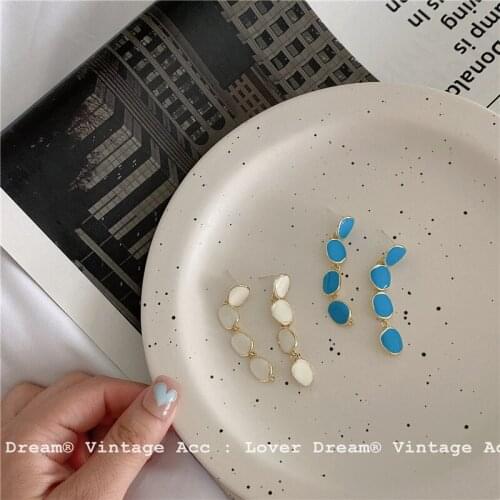 2021 Korean Trendy Retro Sweet Resin Geometric Pendant Earrings For Women Girls Party Travel Birthday Jewelry Accessories Gift