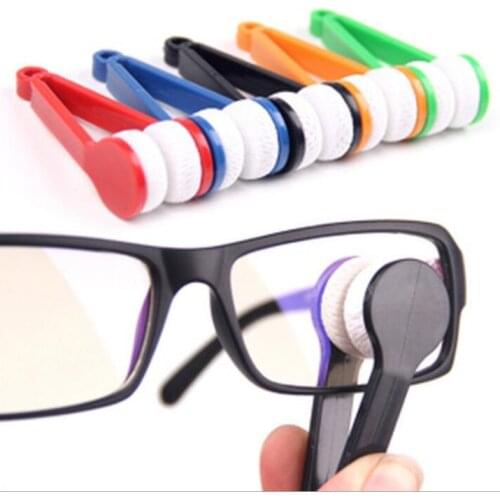 HOT! 5 Colors Mini Microfiber Two-side Sunglasses Brush Eyeglass Cleaner Brush Spectacles Rub Cleaner Glasses Clean Tool Brush