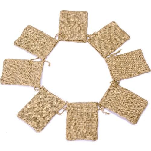 Small Drawstring Bag Wedding 20pcs 9*12cm Beads Burlap Gift Heart Pattern