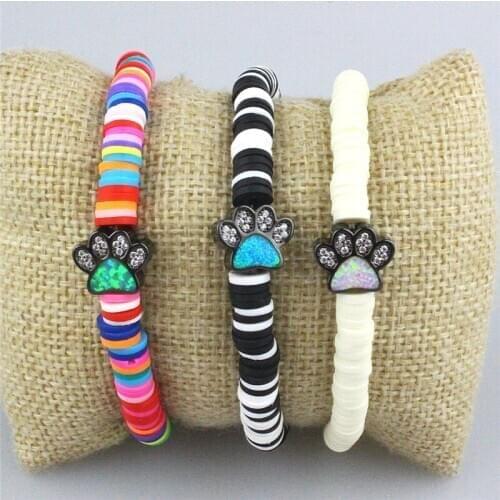 10pcs/lot Fashion colorful bracelet,cat paw cubic zircon micro pave charm bracelet,plated cz opal charm jewelry