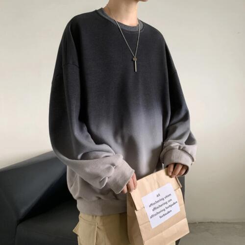 Mens Sweatshirt 2020 autumn and winter new round neck gradient tie dyed sweatshirt youth personality trend mens clothing